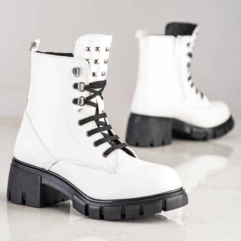 SHELOVET Trabajadores de moda con tachuelas blanco 1