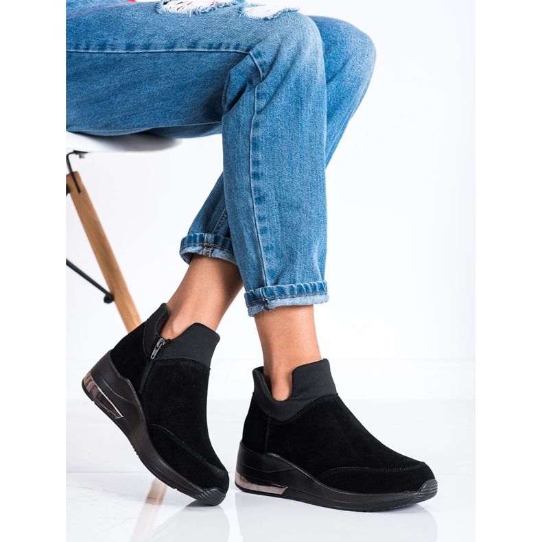 Filippo Zapatillas de cuero con cremallera negro 2