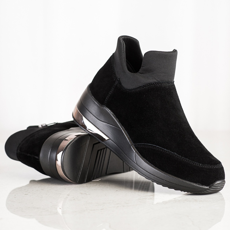 Filippo Zapatillas de cuero con cremallera negro 1