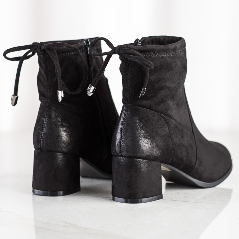 SHELOVET Botas negras de ante negro 1