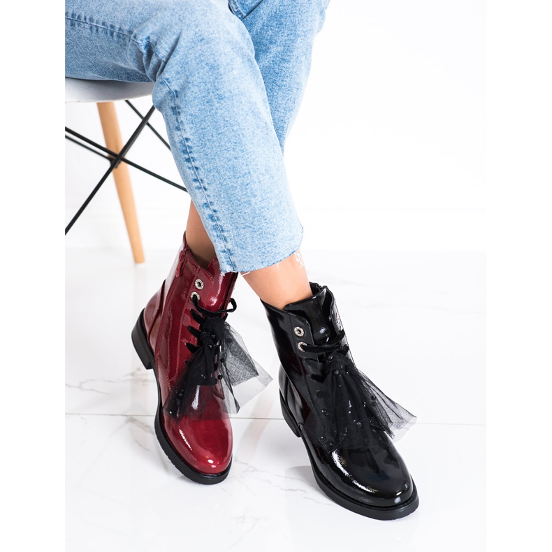 Botas VINCEZA elegantes con cordones rojo 1 Botas VINCEZA elegantes con cordones rojo 1