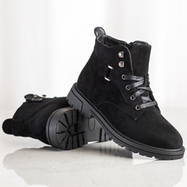 SHELOVET Botines de ante con cordones negro 1
