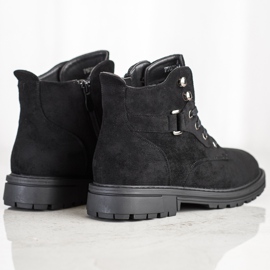 SHELOVET Botines de ante con cordones negro 2