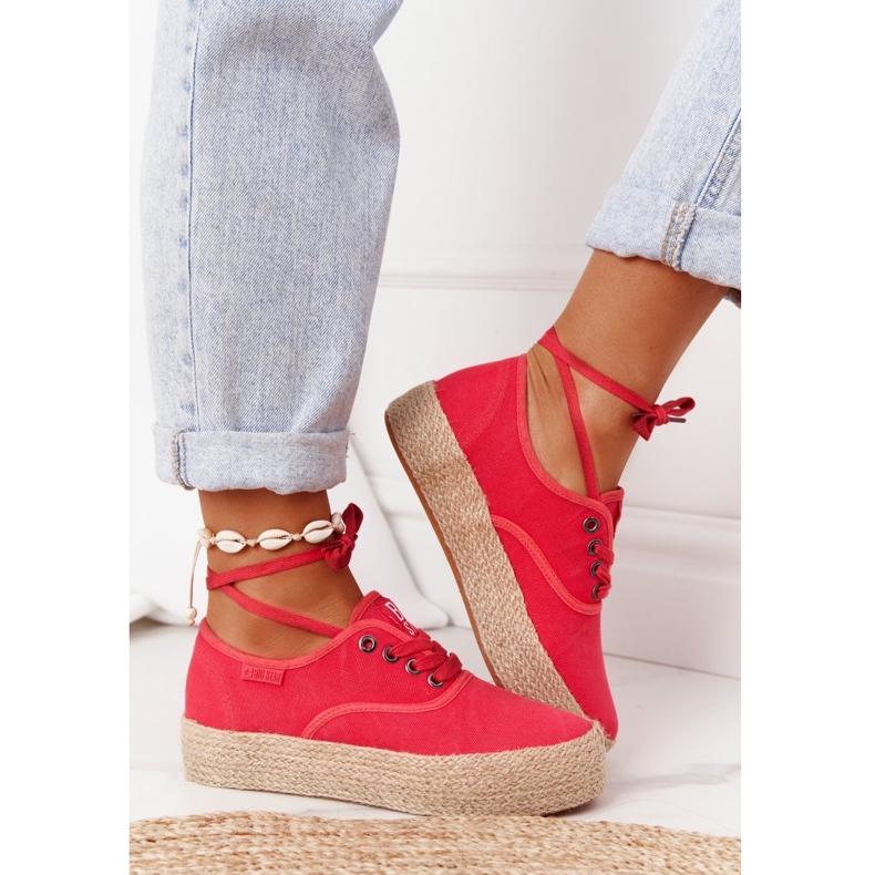 Alpargatas con cordones en una plataforma trenzada Big Star FF274141 Rojo 2