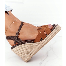 Sandalias Cuña Piel Big Star HH274377 Marrón 4