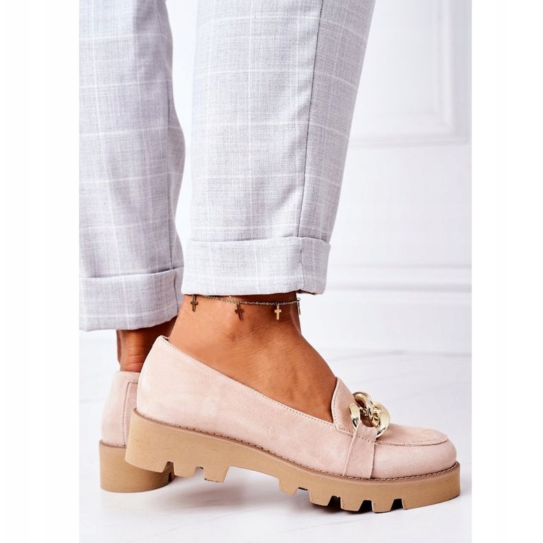 Mocasines de ante Lewski Shoes 3040 Cappuccino beige dorado 4