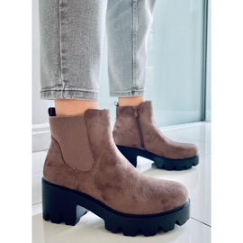 Botines Chelsea con suela gruesa beige oscuro CH19201 Caqui 1
