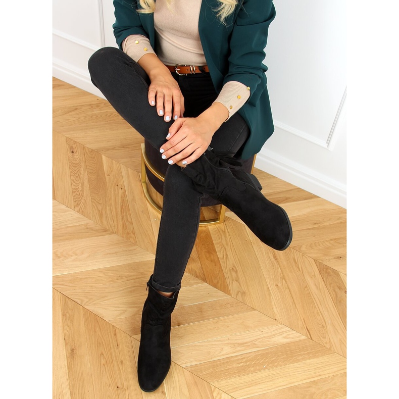 Botas planas con flecos negro B0-330 Negro 1