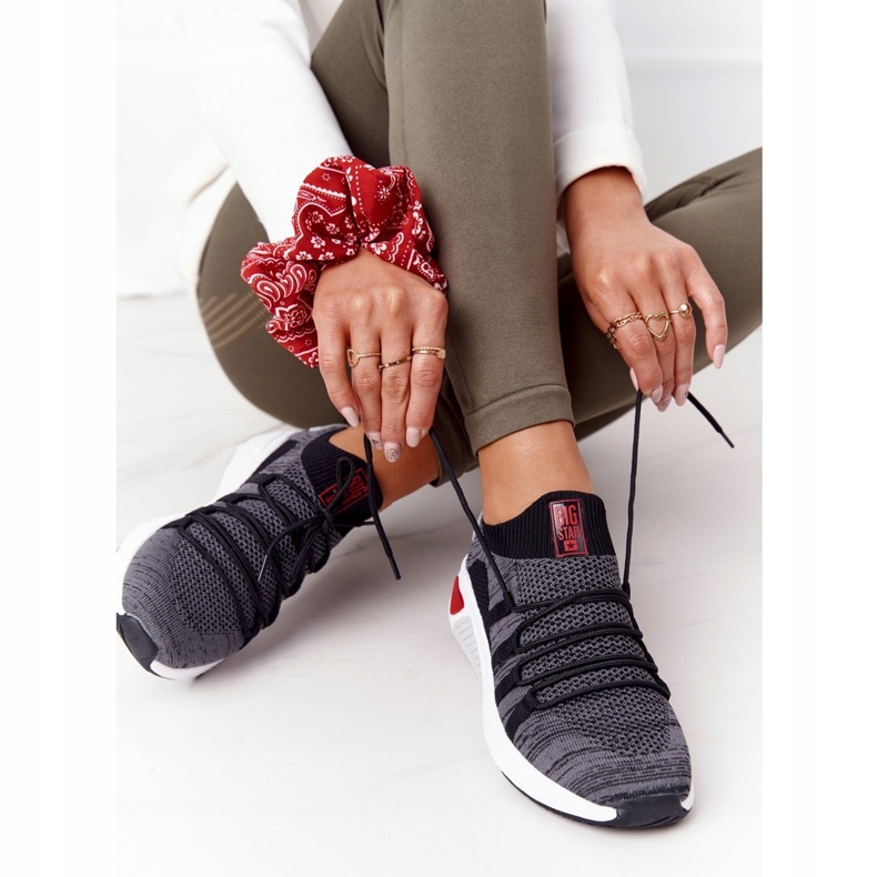 Big Star Zapatos deportivos femeninos espuma de memoria gran estrella hh274532 gris oscuro 3