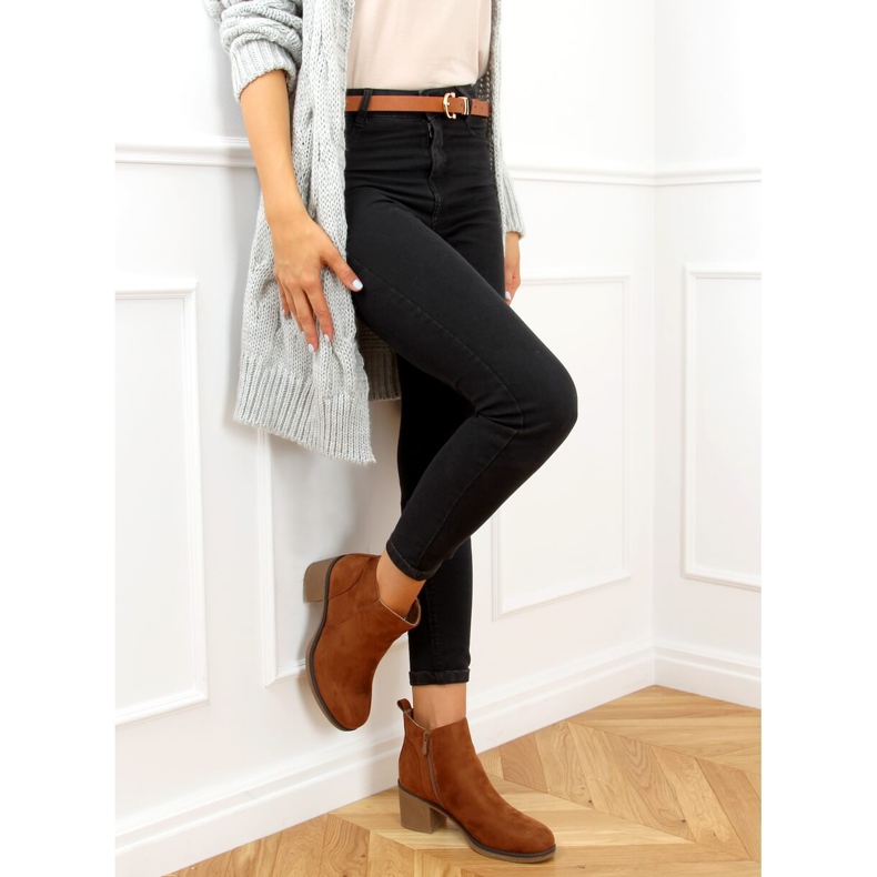 Botas marrones de tacón ancho 9B1003 Caqui marrón 2