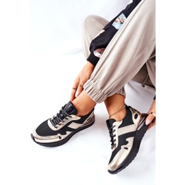 Vinceza Zapatillas Deportivas Mujer Zapatillas Negras y Doradas Manitoba negro dorado 1