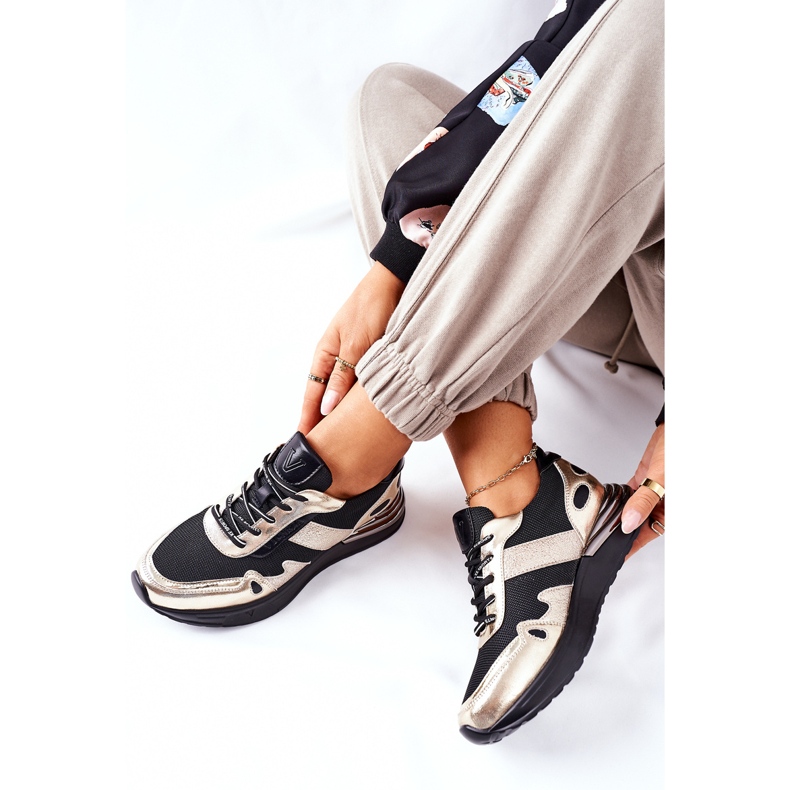 Vinceza Zapatillas Deportivas Mujer Zapatillas Negras y Doradas Manitoba negro dorado 1