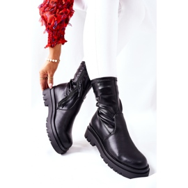 S.Barski Botas de mujer Black Doubler con vástago elástico negro 5