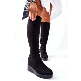 S.Barski Botas de cuña de ante S. Barski Black Celina negro 3