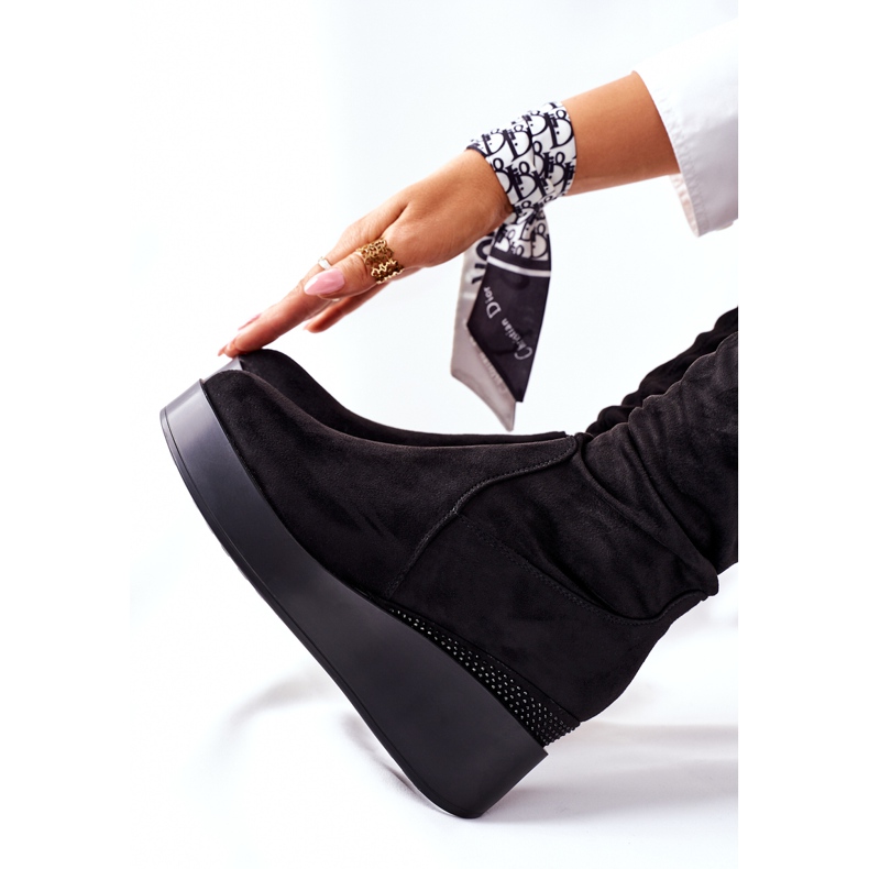 S.Barski Botas de cuña de ante S. Barski Black Celina negro 1