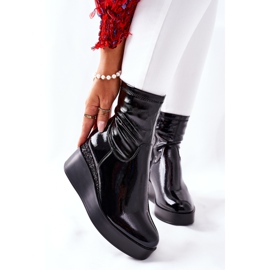 S.Barski Botas De Mujer En Cuña Lacada Negra Therapie negro 2