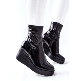 S.Barski Botas De Mujer En Cuña Lacada Negra Therapie negro 4