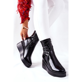 S.Barski Botas De Mujer En Cuña Lacada Negra Therapie negro 5