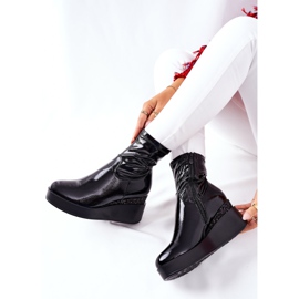 S.Barski Botas De Mujer En Cuña Lacada Negra Therapie negro 7