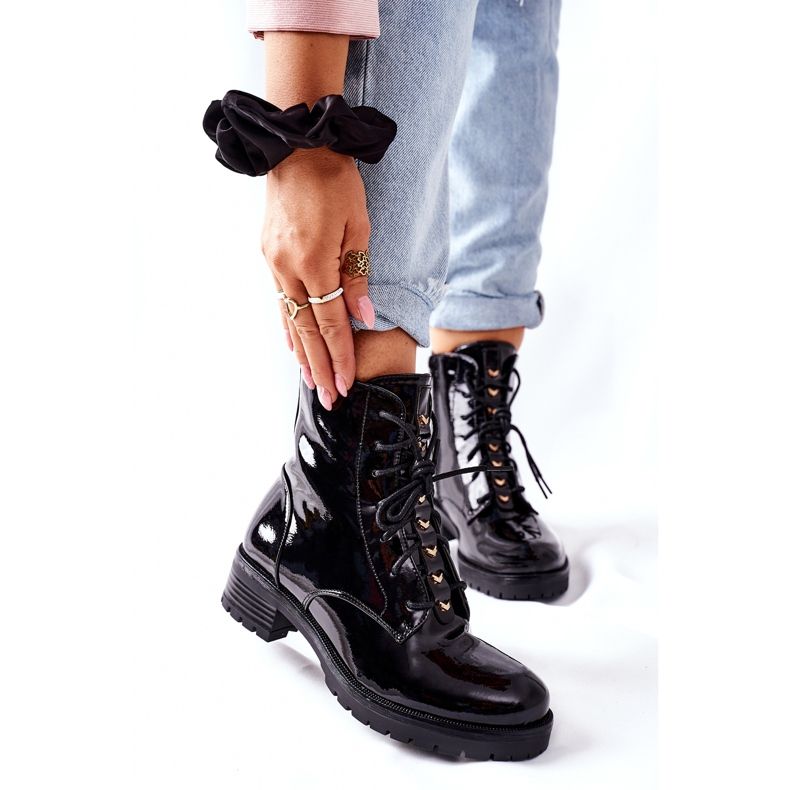 S.Barski Botas de Mujer Lacadas Negras Maniana negro 2