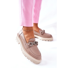 Mocasines Brogues Mujer Piel Beige Oscuro Laura Messi 2383 3