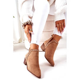 Botas caladas con aberturas, Camel Western beige 2