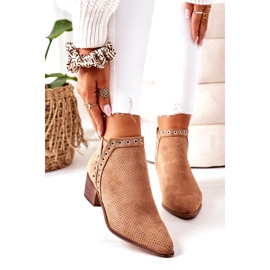 Botas caladas con aberturas, Camel Western beige 3