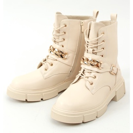 Botas militares beige con cadena HB-106 PU / BEIGE 3