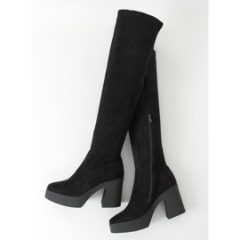 Botas mosqueteras con tacón de goma negro ST-58P Negro 1 Botas mosqueteras con tacón de goma negro ST-58P Negro 1