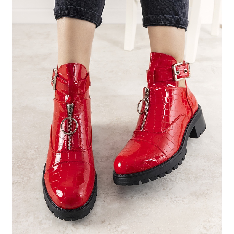 Botas rojas con estampado de piel de cocodrilo Hadley rojo 1 Botas rojas con estampado de piel de cocodrilo Hadley rojo 1