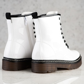 SHELOVET Botas de trabajadores blancos con piel 4