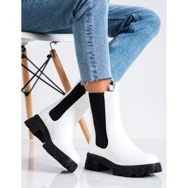 SHELOVET Botines Chelsea blancos altos 1