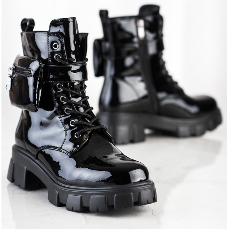 Weide Trabajadores lacados con bolsillo negro 1