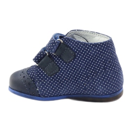 Botas de cuero de niñas marina azul velcro puntos hugotti blanco 2