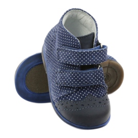 Botas de cuero de niñas marina azul velcro puntos hugotti blanco 3