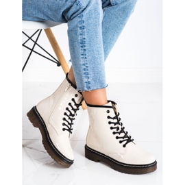 SHELOVET Botas de trabajo beige con piel 3