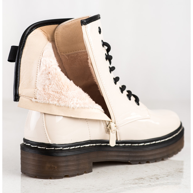 SHELOVET Botas de trabajo beige con piel 1