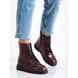 SHELOVET Botas con cordones de moda rojo 5