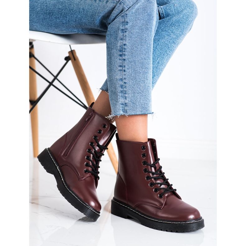 SHELOVET Botas con cordones de moda rojo 1