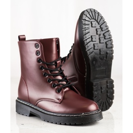 SHELOVET Botas con cordones de moda rojo 3