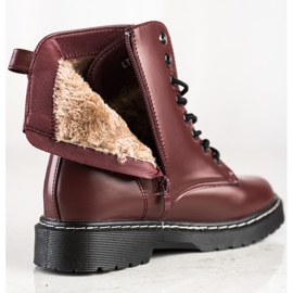 SHELOVET Botas con cordones de moda rojo 4