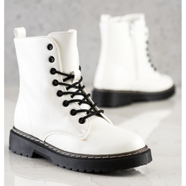 SHELOVET Botas con cordones de moda blanco 1