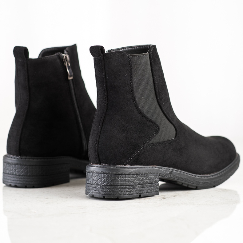 SHELOVET Botas de ante negras negro 1