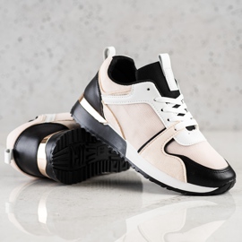 SHELOVET Zapatillas de colores con malla beige negro 3