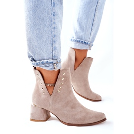 Lewski Shoes Botines de ante para mujer con recortes Lewski Cappuccino 3074 / B beige 3