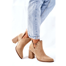 Lewski Shoes Botines de ante para mujer con recortes Lewski Beige Sand 3075 marrón 4