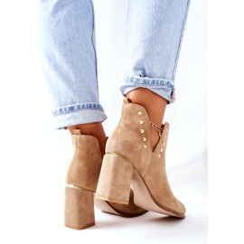 Lewski Shoes Botines de ante para mujer con recortes Lewski Beige Sand 3075 marrón 6