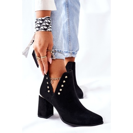 Lewski Shoes Botines de ante para mujer con recortes Lewski Black 3075 negro 1