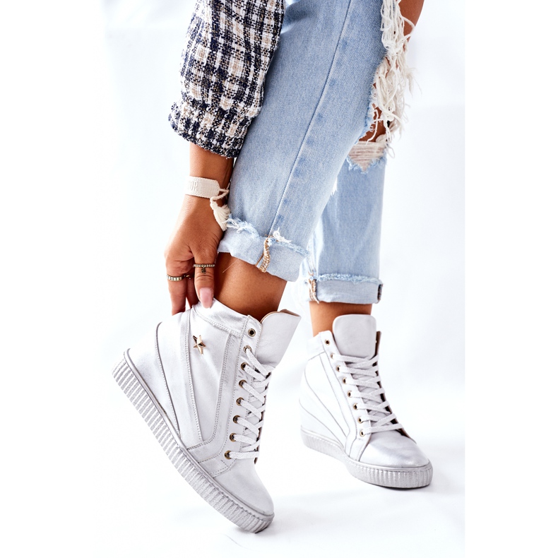 Lewski Shoes Zapatos Deportivos Mujer en Piel Lewski Silver 3079 plata 2