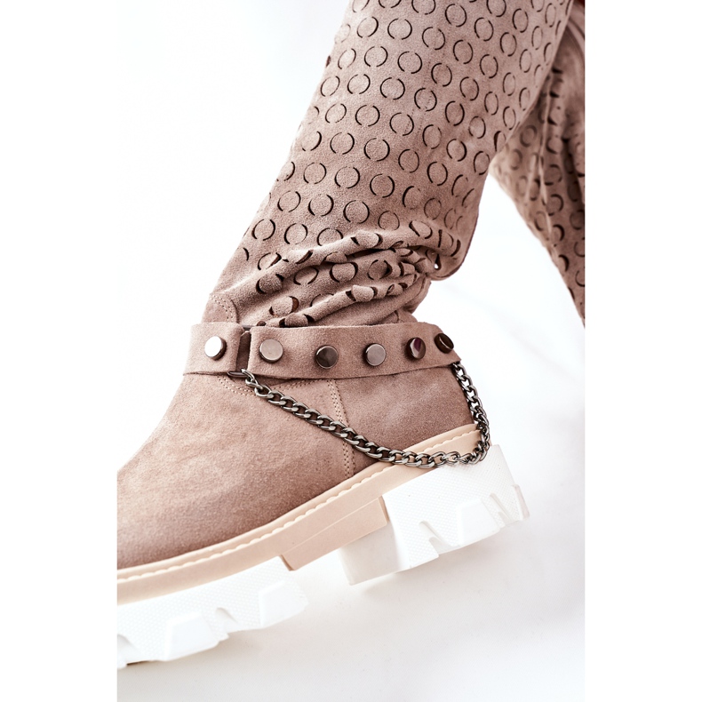 Lewski Shoes Botas de cuero de mujer Lewski Cappuccino Suede 2866 marrón 1